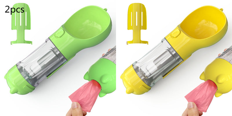 Portable 3-in-1 Dog Water Bottle Feeder with Bowl & Garbage Bag Storage