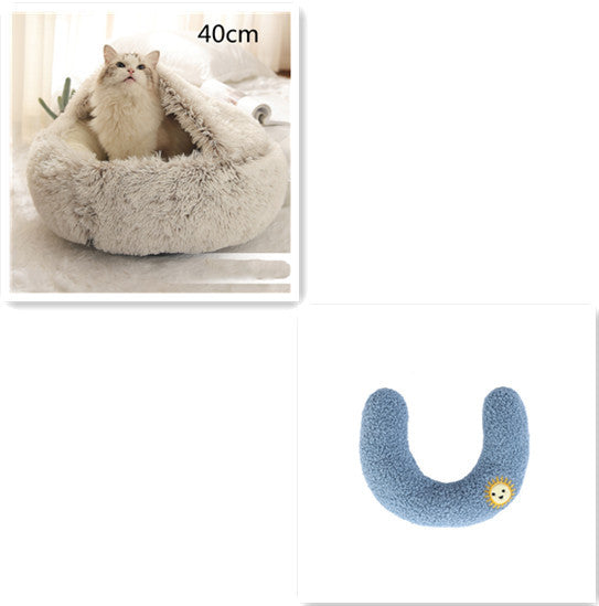 2-in-1 Round Plush Dog & Cat Bed