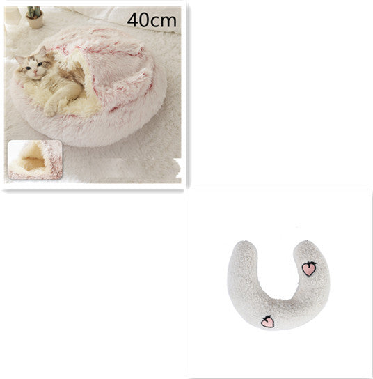 2-in-1 Round Plush Dog & Cat Bed