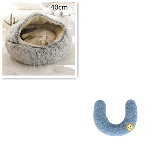 2-in-1 Round Plush Dog & Cat Bed