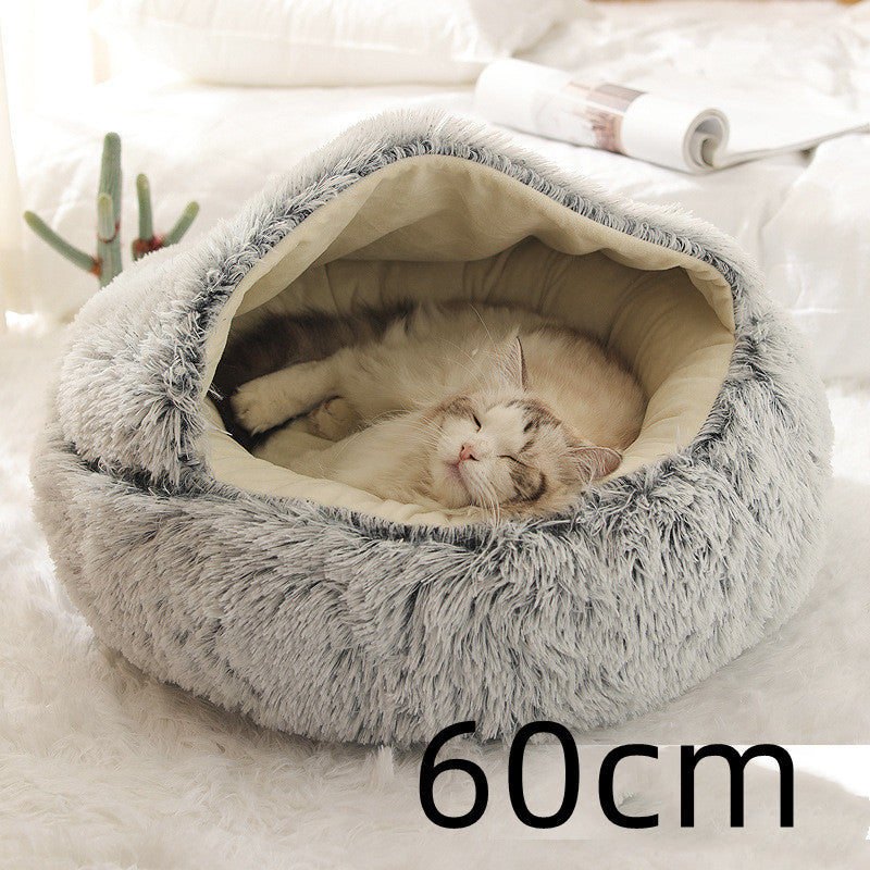 2-in-1 Round Plush Dog & Cat Bed