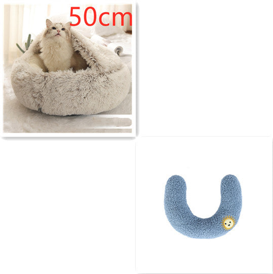2-in-1 Round Plush Dog & Cat Bed