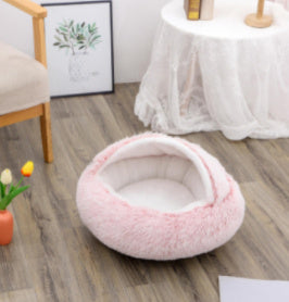 2-in-1 Round Plush Dog & Cat Bed