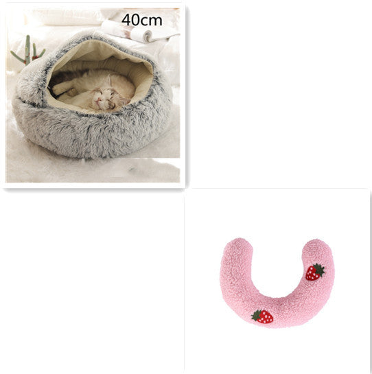 2-in-1 Round Plush Dog & Cat Bed