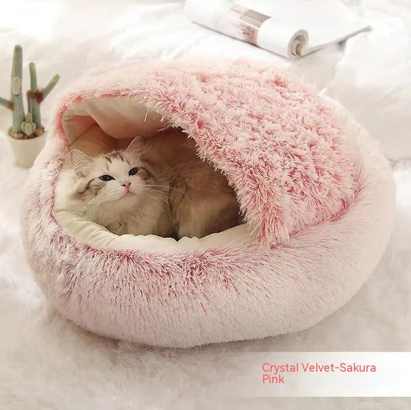 2-in-1 Round Plush Dog & Cat Bed