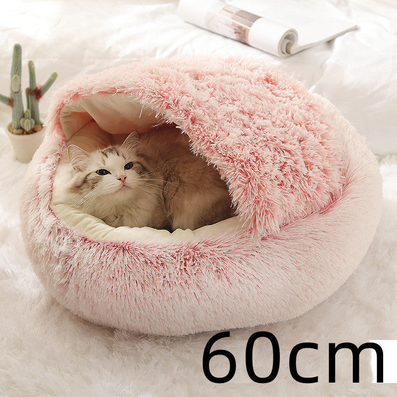 2-in-1 Round Plush Dog & Cat Bed