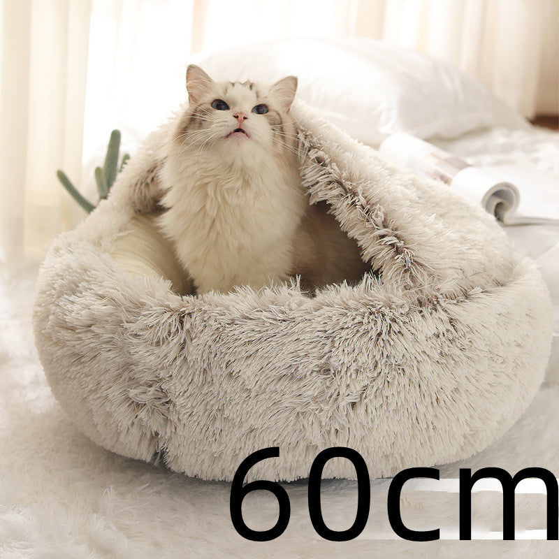 2-in-1 Round Plush Dog & Cat Bed
