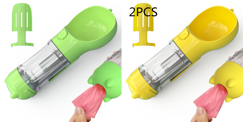 Portable 3-in-1 Dog Water Bottle Feeder with Bowl & Garbage Bag Storage