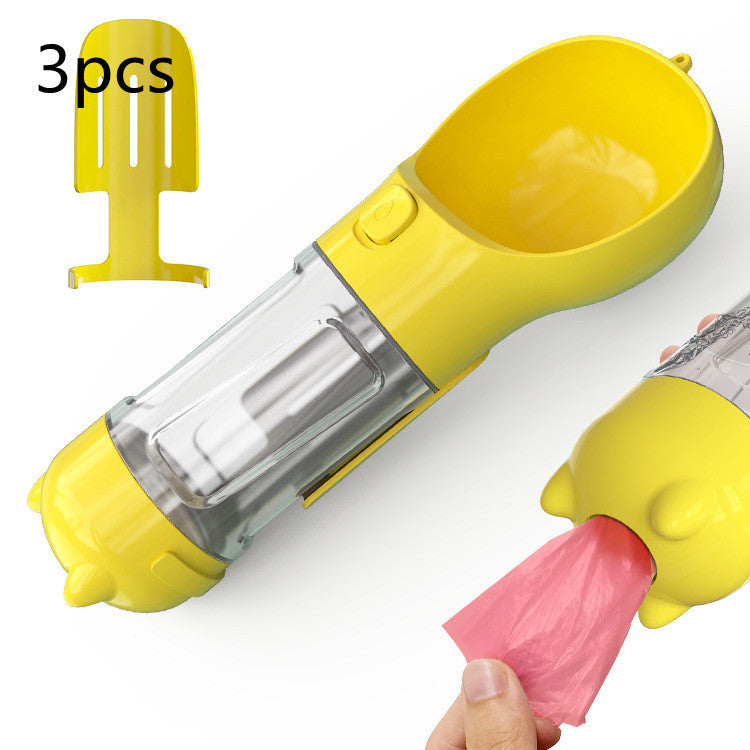 Portable 3-in-1 Dog Water Bottle Feeder with Bowl & Garbage Bag Storage