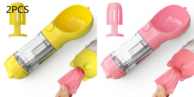 Portable 3-in-1 Dog Water Bottle Feeder with Bowl & Garbage Bag Storage
