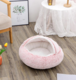 2-in-1 Round Plush Dog & Cat Bed