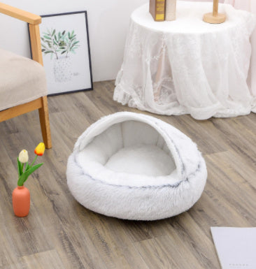 2-in-1 Round Plush Dog & Cat Bed