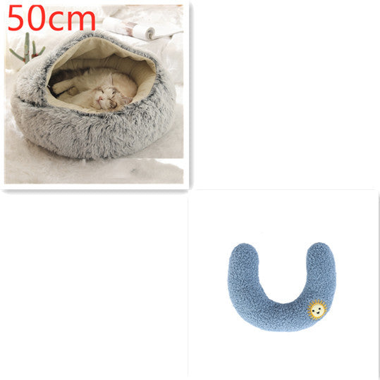 2-in-1 Round Plush Dog & Cat Bed