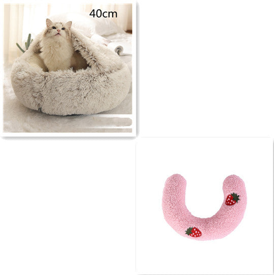 2-in-1 Round Plush Dog & Cat Bed