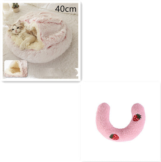 2-in-1 Round Plush Dog & Cat Bed