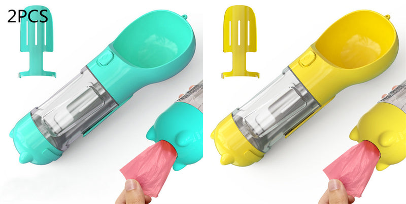 Portable 3-in-1 Dog Water Bottle Feeder with Bowl & Garbage Bag Storage